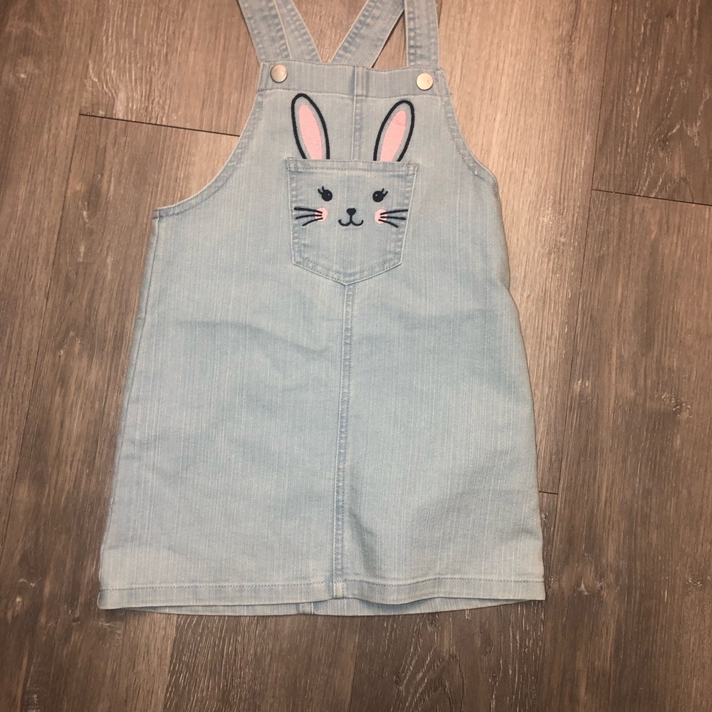 The Children's Place Light Blue Bunny Overall Dress